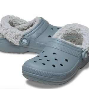 Womens Concrete color Crocs with Fleece Lining
